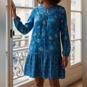 Sonoma Blue Floral Long Sleeve Women's Dress L